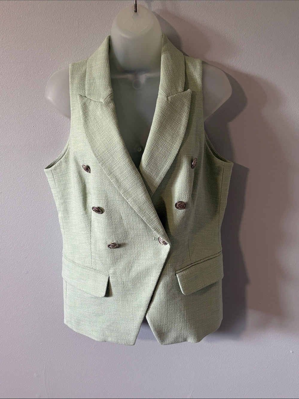 WHBM • Tweed Studio Vest in Sage Mint - Picture 8 of 13